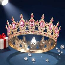 巴洛克水晶皇冠，奢华圆形皇家皇冠，优雅新娘婚礼头饰，派对头饰，金色皇冠，头冠，金色头饰，皇冠，发饰花环，头花圈，发藤，发圈，头冠，伴娘礼物，发饰 - 彩色 - 查看 19