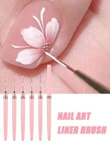 7/9/11/15/25毫米美甲线笔套装，法式条纹3D贴纸线笔 - DIY绘图笔UV凝胶笔，8支渐变法式美甲笔，简约花卉美甲设计，美甲工具，美甲用品，美甲笔 - 粉色 - 查看 10