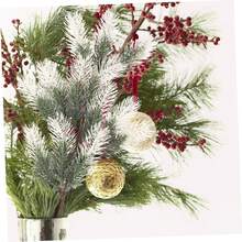 1 PIEZA Ramas de pino artificial verdes Plantas de pino Accesorios DIY para guirnalda, corona de Navidad y decoración del hogar y el jardín (las camisetas se envían al azar), decoraciones de boda, ramos de flores, decoración de otoño para el hogar, decoraciones de otoño para el hogar