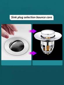 1/2pcs, Universal Bathroom Sink Stopper With Hair Catcher, Spring Core Bathtub Drain Cover, Press Type Plastic Core Pop Up Sink Plug, Basin Drain Strainer, Sewer Drain Plug, Bathroom Accessories, Bathroom Supplies, Bathroom Gadgets, Bathroom Decor, Home Decoration, Halloween, Christmas - Multicolor - View 5