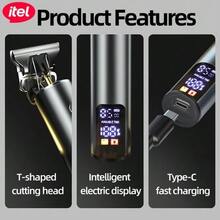 itel ITR-35 LED显示屏理发器，专业精密碳纤维T型刀片，全金属设计，适合男士，用于理发和造型