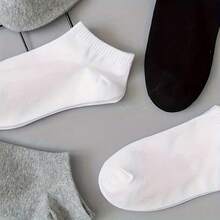 10 Pairs Of Solid Color Socks, Available In Black/White/Gray, Low Cut Casual Socks, Suitable For Daily Wear, Work, Commuting And Other Scenarios - Black - View 9