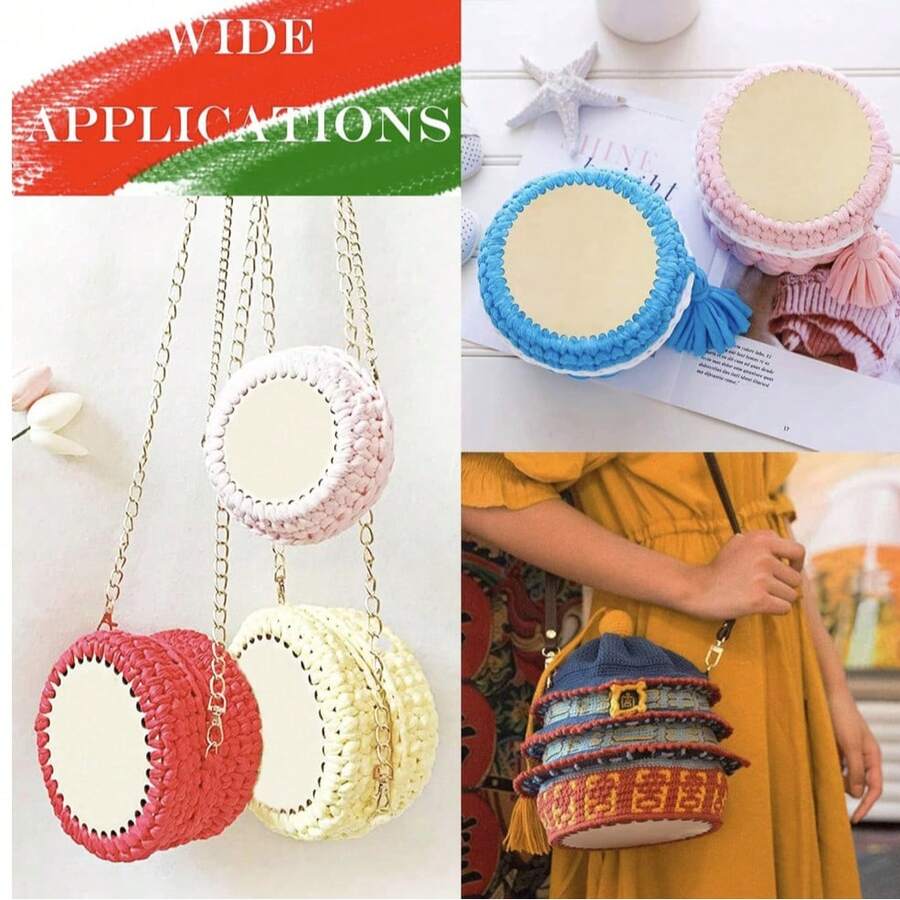 5 buc baze de coș de croșetat din lemn nefinisat - plăci rotunde goale, potrivite pentru proiecte de tricotat și artizanat DIY