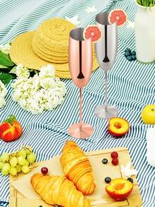 2 件优雅金属香槟杯 - 采用不锈钢材质，玫瑰金高端纹理酒杯，防摔且易于清洁，适合婚礼、派对和庆祝活动 - 圣诞节和万圣节节日礼物 - 彩色 - 查看 3