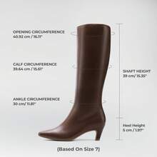 Women Knee High Boots 2 Inch Kitten Heel Fashion Comfortable  Square Toe Dating And Party Wide Calf Long Boots For Fall And Winter - màu nâu - Xem 5