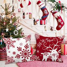 4PCS White And Red Christmas Pillowcase Decorative Winter Snowflake Throw Pillow Cover Christmas Cushion Cover Indoor Sofa Room Decoration Red Single Sided Pillow Core Free - Red and White - View 4