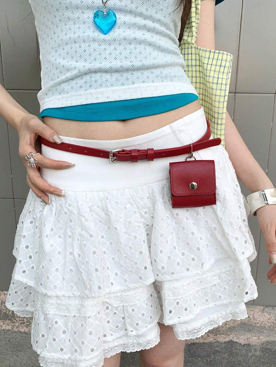 1pc Women's Fuchsia PU Leather Skinny Waist Belt, High-Quality & Versatile