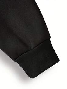 Winter Christmas Women's Tops, Women's Jackets, Women's Upper Clothing, Autumn Back-To-School Double-Hooded Sweatshirt, Women's Fashion Street-Style Hooded Sweatshirt With Kidnapper Kitten ABC Print, Kidnapper Kitten ABC Pattern Print, Printed Barak-Style Sweatshirt - Black - View 7