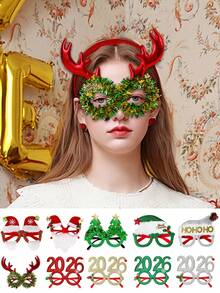 1 pièce Lunettes en papier avec motifs Père Noël, sapin de Noël, renne. Lunettes de Noël, accessoires photo, décorations de Noël - Hiver, Nouvel An, Lunettes de Noël 2026. Lunettes de fête de Noël créatives et originales, accessoires photo pour le Nouvel An, fournitures de fête et d'événement, accessoires de fête