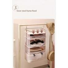 1 قطعة منظم أمتعة سفر بيج - مكعب تعبئة قابل للطي معلق مع أقسام متعددة للحمالات والملابس الداخلية والملابس، حل تخزين قماشي محمول لتنظيم الحقيبة اليدوية والحقيبة، منظم سفر، مكعب متعدد الأقسام، سحاب