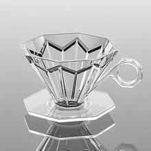 1 pieza Taza de filtro de café hecha a mano, octagonal de diamante, mango anti-escaldadura, material PCTG reforzado, alta transparencia, embudo de taza de filtro de café, ranura de desviación cónica triangular, olla de compartir ajustada, durable, resistente a caídas y fácil de limpiar, utensilios de café profesionales simples y de alta calidad