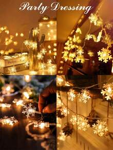 10M6M/3M/1.5M Christmas Snowflake Lamp Winter Decorative Snowflake Decorative Light String, Warm Color Lamp, White Lamp, Colored Lamp, Happy New Year, Camping Decoration, Star Fairy Nightlight Lamp, Lantern, Dry Battery Power Supply (Excluding) - Snowflake Lantern - View 5