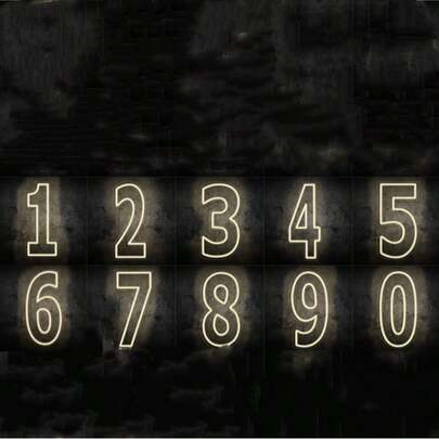 1 Paquete de Señal de Número de Luz de Neón LED, Dígito Individual Amarillo Cálido 0-9, Decoración de Pared con Gancho Alimentada por USB, Interruptor Regulable, Adecuada para Cumpleaños, Aniversario, Hogar, Bar, Club, Regalo de Boda