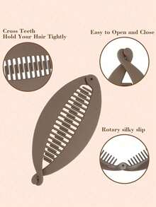 1pc/2pcs/3pcs Minimalist Fish Tail Medium Hair Claw Clips, Elegant Vertical High Ponytail Twist Banana Clips, Hair Accessories For Buns, Waves, Ponytails, Spring/Summer New Arrival, Gift For Friends, Easy To Use - Multicolor Large - View 6