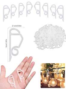 10/100pcs Christmas Decoration Hooks, Outdoor String Light Hooks With Adhesive Strips - Waterproof, UV-Resistant, Damage-Free, Tool-Free Installation, Suitable For Christmas, Patio, Garden, Balcony Decor, Cable Fixing - Multicolor - View 7
