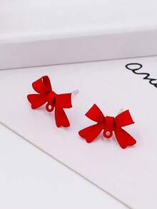 Pendientes de botón minimalistas con lazo elegante, joyería de alta gama