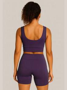 BLACKOUT POLYAMIDE TANK TOP AND SHORTS SET WITH POCKET - Morado - Ver 3