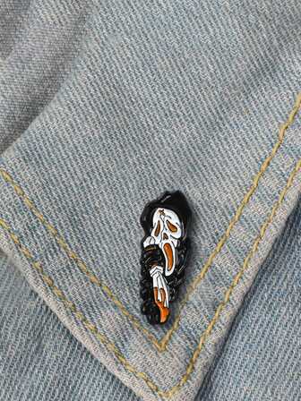 1 pieza Broche de alfileres con cara de fantasma espeluznante, adecuado para atuendo casual, decoración de mochila, diseño punk, aplicable para fiesta, ropa de calle, un accesorio de moda único para jóvenes, accesorios de Halloween, joyería del Día del Maestro, accesorios de disfraz, encantos de bolso, accesorios de oficina, regalo de Navidad