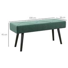 HOMCOM End Of Bed Bench With XShape Design And Steel Legs  Hallway Bench For Bedroom - Green1 - View 3