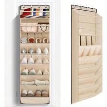 1 Pack Over The Door Shoe Organizer 68 Exlarge Deep Pockets Hanging Shoe Organizers 8Tier Shoe Rack For Closet Shoe Holder For Boots Over Door Organizer In Home RV Dorm Beige