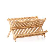 Foldable Bamboo Dish Drainer - Kitchen - Kitchen Utensils - Storage Box For Pots And Pans - Plate Rack, Dish Rack, Cup Drainer, Suitable For Dishes, Plates, Bowls, Cups - Màu gỗ - Xem 9