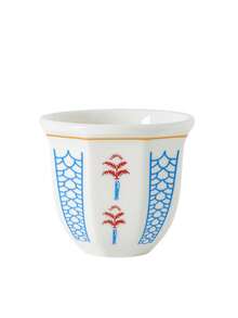 1pc Middle Eastern Style 100ml Ceramic Cup, Hand-Painted Coffee Mug With Elegant Blue, Red And Green Patterns, Complemented By "Peace" Latte Art, Displayed On White Surface With Coffee Beans And Pastries, Refreshing Visual Experience, Saudi National Day Gift - Multicolor - View 18