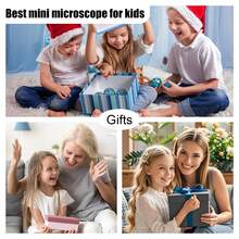 60x-120x Microscopio portátil para niños con zoom, microscopio de mano mini STEM y juguete científico, microscopio de bolsillo LED, microscopio de pequeño científico, regalo para niños y niñas de 6+ años, blanco y azul - Multicolor - Ver 11