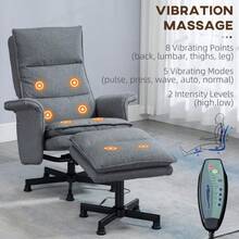 HOMCOM Swivel Recliner Chair And Footstool  Massage Recliner Armchair With Remote  Timer And Steel Base Grey - Grey1 - View 4