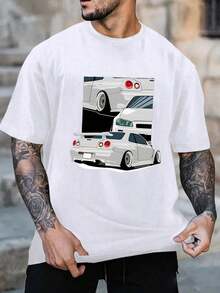 MURAMASA Men's Car Print T-Shirt - 白色 - 查看 1