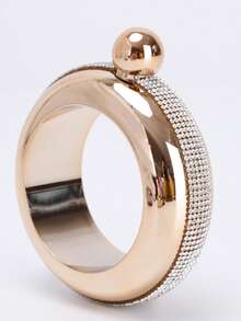 定制304不锈钢水晶手镯酒壶 – 3.5盎司圆形彩色激光雕刻酒壶，镶嵌水钻，是送给她的完美新年和情人节礼物