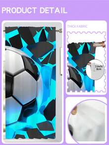 2 Peças Cortinas com Tema de Futebol de 110g, Bloqueando a Luz Solar e o Brilho, Deixando o Ambiente Mais Escuro, Reduzindo os Raios UV e o Calor, Protegendo a Privacidade, Adequado para Uso na Sala de Estar, Quarto, Quarto de Crianças, Quarto, Creche e Quartos Juvenis