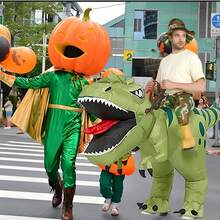 成人充气霸王龙服装，男女通用充气恐龙服装 - 适合万圣节、狂欢节、圣诞节及各种活动/派对，充气服装 - 綠色 - 查看 6