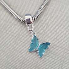 Silver Plated Colorful Studded Butterfly Charm - Aquarium - View 9