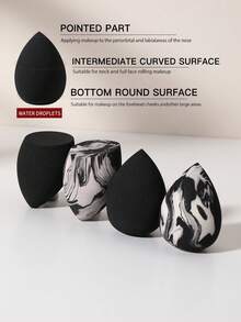 4PCS Makeup Sponge, Suitable For Cream And Powder Concealer, Loose Powder Makeup Applicator - Black - View 5