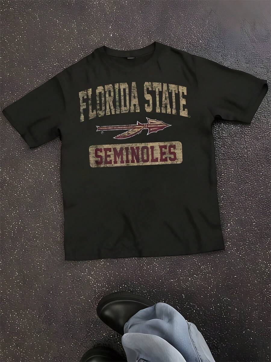 Florida State Seminoles Worn Out Logo Officially Licensed T-Shirt - Black - View 1