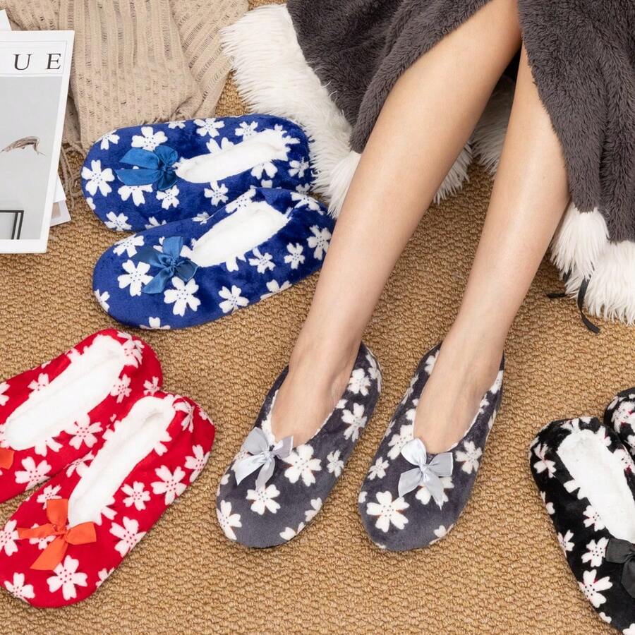 2025 New Coral Fleece Printed Women's Soft Bottom Winter Shoes, Anti-Slip Molded Sole Design, Warm And Comfortable Carpet Slippers