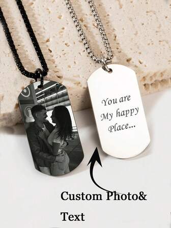 1pc Personalized Photo Necklace,Personalized Picture Necklace For Men, Customized Picture Necklace,Engraved Photo Necklace With Text,Memorial Photo Pendant Necklace For Women Men, Personalized Gifts For Him, Anniversary Gift For Husband,Wedding, Halloween, Birthday, Christmas Gifts,New Year Glamour