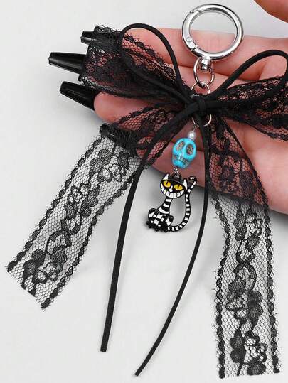 Um novo chaveiro decorativo de bolsa versátil com estilo de esqueleto de laço, que pode ser usado para datas, festas, lembranças e feriados, etc. Adequado para decoração de embalagem de bolsa, decoração CCD, decoração de chave, decoração de interiores, ideias de presentes de Natal, acessórios de bolsa, cordões com suporte de identificação, acessórios de carro, encantos de bolsa