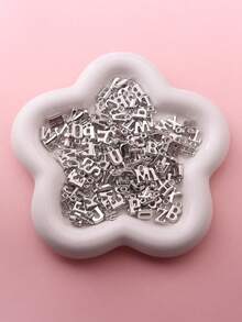 100pcs Fashion 3D Plastic Random 26 English Alphabet Letter Pendant Necklace Bracelet Jewelry Findings DIY Accessories (Assorted) - Silver - View 2