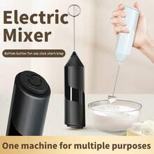1 Set Handheld Milk Frother With 2 Detachable Milk Frother Heads, Powerful Milk Frother