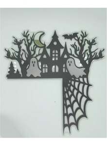 1 Stück Acryl Türrahmen Dekoration für Halloween, Ecken Dekoration mit Spinnennetz, Hexe, gelber Mond, Spukhaus, Hexe, Horror Halloween Baum, Spinne, Kürbis, Acryl Türecken Dekoration mit Ornamenten, Feiertags Dekoration, Tür Oberteil Dekoration Heim Dekoration Halloween Dekoration Raum Dekoration Weihnachtsdekorationen Heim Weihnachtsgeschenke Weihnachtsdekoration