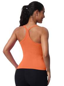 MathCat Workout Tank Tops For Women With Built In Bra, Sleeveless Gym Tops Seamless Racerback Athletic Yoga Shirts - 橘色 - 查看 3