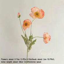 1PC Poppy Flower Simulation Flower Home Decoration Silk Flower Plush Pole Simulation Flower Ornament Hand-Held Flower Party Decoration Wedding Decoration Restaurant Table Simulation Flower Decoration Artificial Flower Branches Including Iron Wire Can Be Folded - Multicolor - View 20