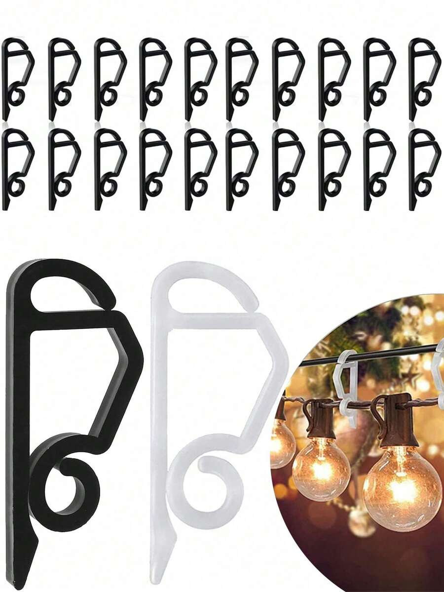10/100pcs Christmas Decoration Hooks, Outdoor String Light Hooks With Adhesive Strips - Waterproof, UV-Resistant, Damage-Free, Tool-Free Installation, Suitable For Christmas, Patio, Garden, Balcony Decor, Cable Fixing - Multicolor - View 1