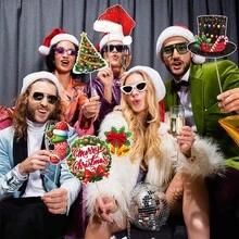1/30pcs Christmas Photo Booth Props Set - Cartoon Santa Claus, Ssnowman, Elk Design, Festive Paper Glasses Frames For Holiday Parties & Events, Party Accessories, Ideal Christmas Gifts & Decor, Christmas Decor