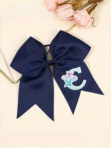1pc Letter Print Big Bow Hair Scrunchie, 26 Letters A-Z Embroidered Polyester Girly Hair Accessory, Student Initial Letter Hair Tie - Multicolor - View 21