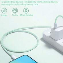 60W USB-C 转 USB-C 快速充电线，USB-C 转 Type-C 快速充电数据线，兼容 17/17 Air/17 Pro/17 Pro Max/Pro/Air，Galaxy S25/S24/S23/S22/S21/S20，尼龙编织充电线，可选 3.3 英尺/6.6 英尺/9.9 英尺长度 - 彩色 - 查看 5