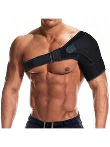 Correa de soporte de un solo hombro unisex, almohadillas ajustables para hombro izquierdo y derecho, adecuada para deportes, gimnasio, trabajo, hogar y viajes - Negro - Ver 11