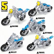 139片益智拼图模型车，STEAM科学积木玩具，金属DIY摩托车模型，儿童合金模型车，工程车拼图积木玩具，适合作为圣诞礼物，积木，科学，摩托车玩具，青少年男孩礼物，摩托车玩具，科学礼物，男孩玩具，男孩玩具 - 彩色 - 查看 8