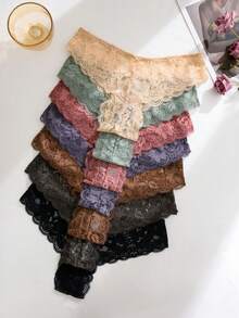 Quần lót bikini ren hoa nhiều màu cạp trễ cho nữ 7 chiếc/gói - Nhiều màu - Xem 4